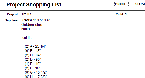 shopping list
