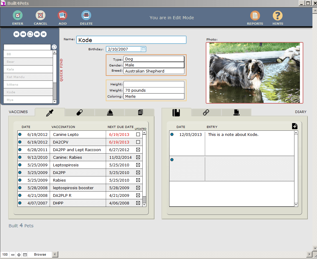 edit mode